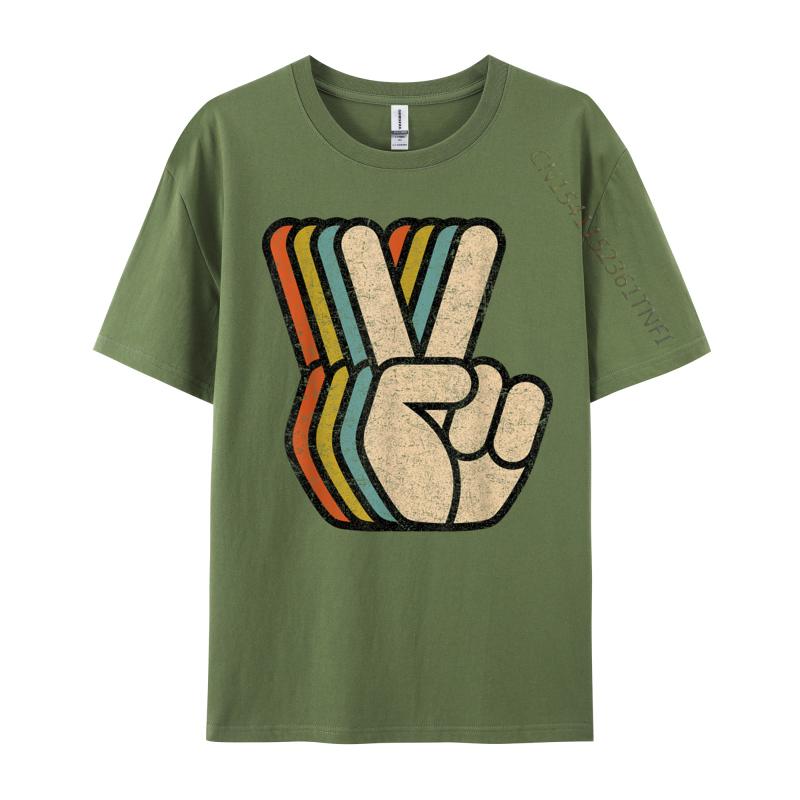 

Retro Peace Sign V Fingers Vintage Prevalent Young T Shirts Customized Tees Pure Cotton O-Neck Design Sweatshirts 4XL
