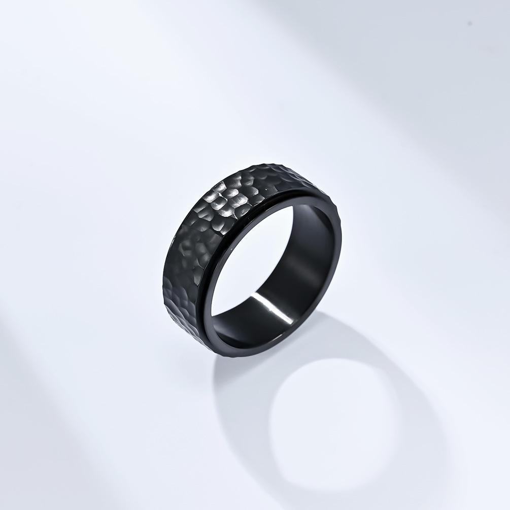 I Cool Wind Beats Honeycomb Pattern Titanium Steel Rotating Ring Small and Unique for Men and Women