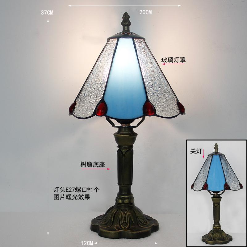Håndlaget glassmaleriet bordlampe E27 retro lampeskjerm i middelhavsstil Bordlys Soverom Nattbord Dekorbelysning