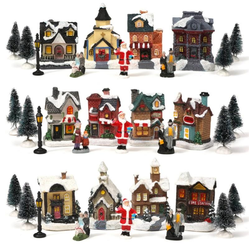 Travelwant 10pcs/Set Christmas Village Led Lighted Christmas Village With Figurines Christmas Babies Second Christmas Ornament One Size арбуз красный