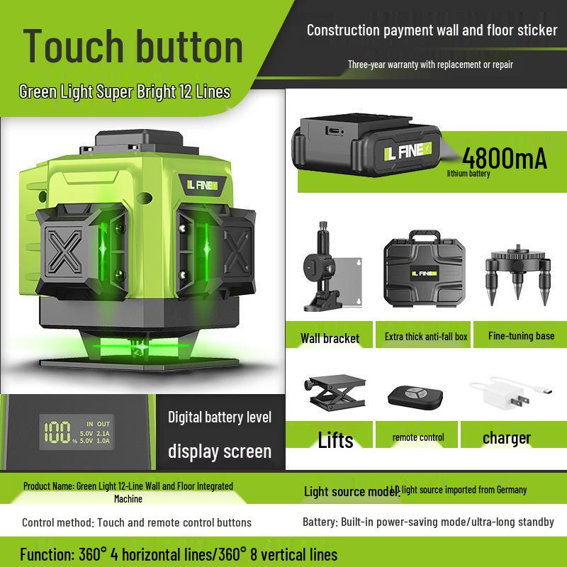 

LFINE4D16 3D12 Green Ultra-Long Standby Laser Level