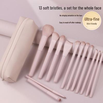 Peach Blossom Makeup Brush Set: Blush, Eyeshadow, Contour, Blending, Foundation Brushes.