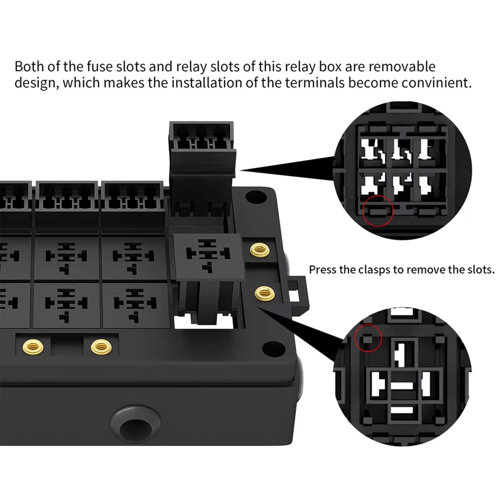 

10 Slot Style Relays Panel with Removable Fuses Holders 12V Fuses Block set for Easy Installation In Cars & Trucks 1