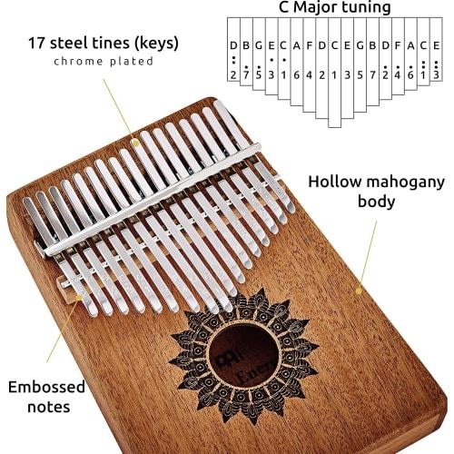 MEINL Sonic Energy Collection Kalimba Soundhole Kalimba, Mahogany, 17 Keys, C Major Scale, KL1708H (Includes Case, Bag, Cloth, and Tuning Hammer) [Off