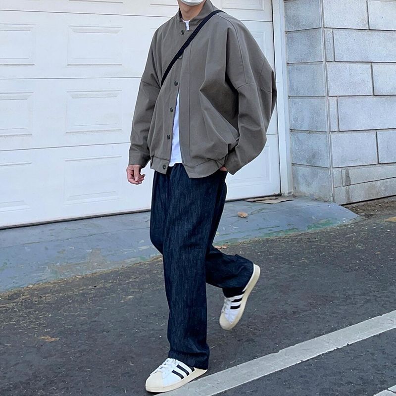 

Куртки Мужские Весенне-Осенние в Корейском Стиле Свободные и Модные для Мальчиков Красивые Ретро Рабочая Одежда Топы M