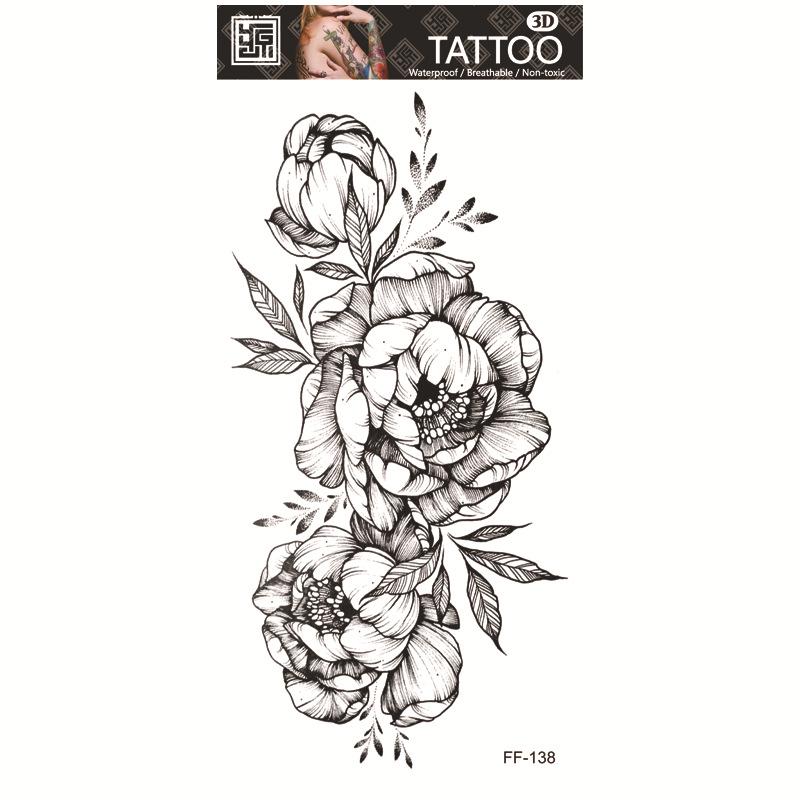 Yuanhua Waterproof Wolf Head Totem & Arabic Text Tattoo Stickers