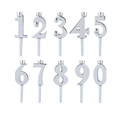 1 Set Number Candle Holder Silver Numeral Candle Holder Number Cake Toppers Decorations Number Cake Candleholders Gift
