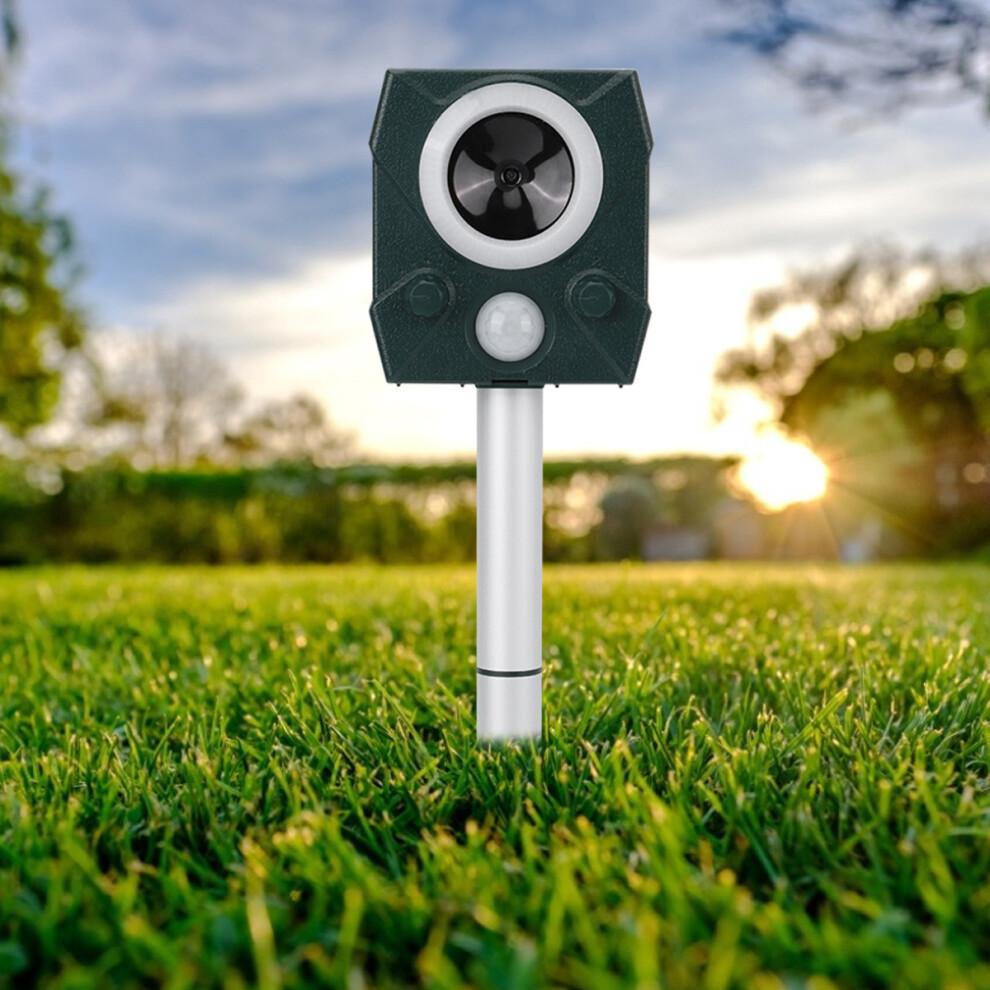 Répulsif antiparasitaire portable solaire à ultrasons pour l'extérieur, avec voyant LED pour oiseaux, souris et renards, capteur infrarouge et