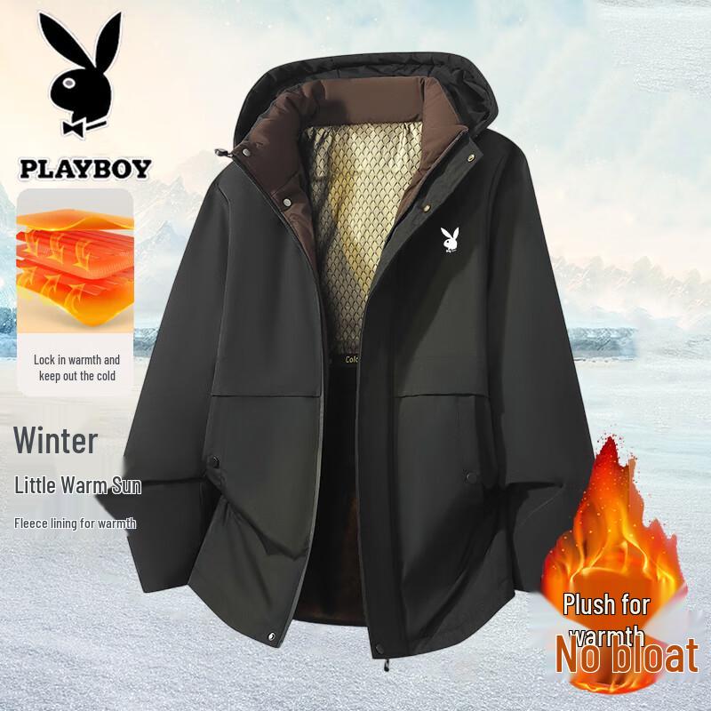 Мужская зимняя утолщенная куртка с графеном 4XL чёрный