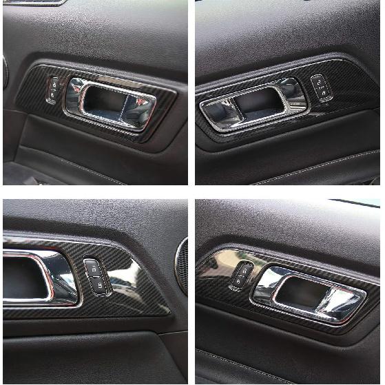 JeCar Carbon Fiber Interior Door Handle Trim Fit for Ford Mustang 2015-2024 Interior Accessories