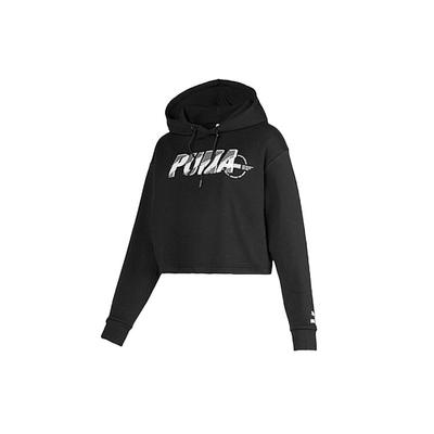Colorblock Logo Print Hoodie Damen Hoodie Schwarz 596742-01