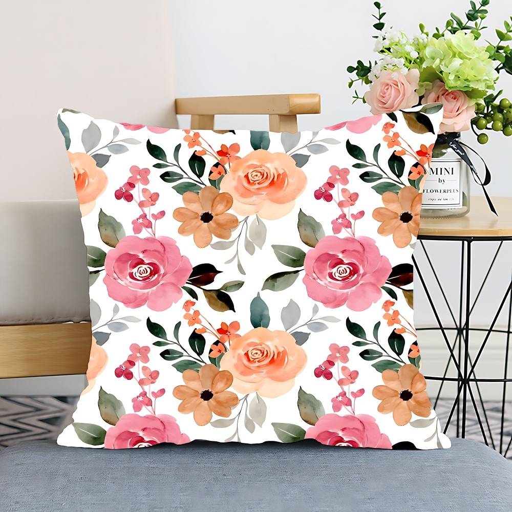 Flower Butterfly Pattern Pillow Case Cushion Cover Polyester Pillowcase Decorative Sofa Cushion Pillowcase Home Decor