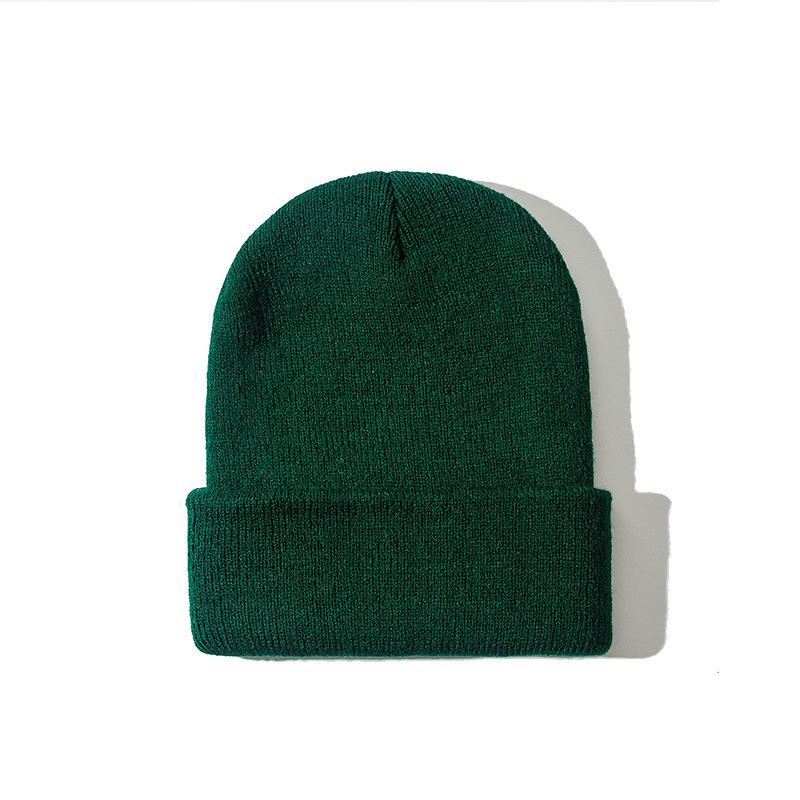Autumn Winter Warm Hats Small Batch 3D Embroidery Solid Color Plain Knitted Hats with Heat Transfer Printing Processing