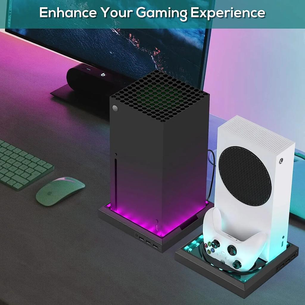RGB Light Stand Station for Xbox Series X/S Console With 3 Ports USB Hub Colorful LED Base For Xbox Series X/S Game Accessories