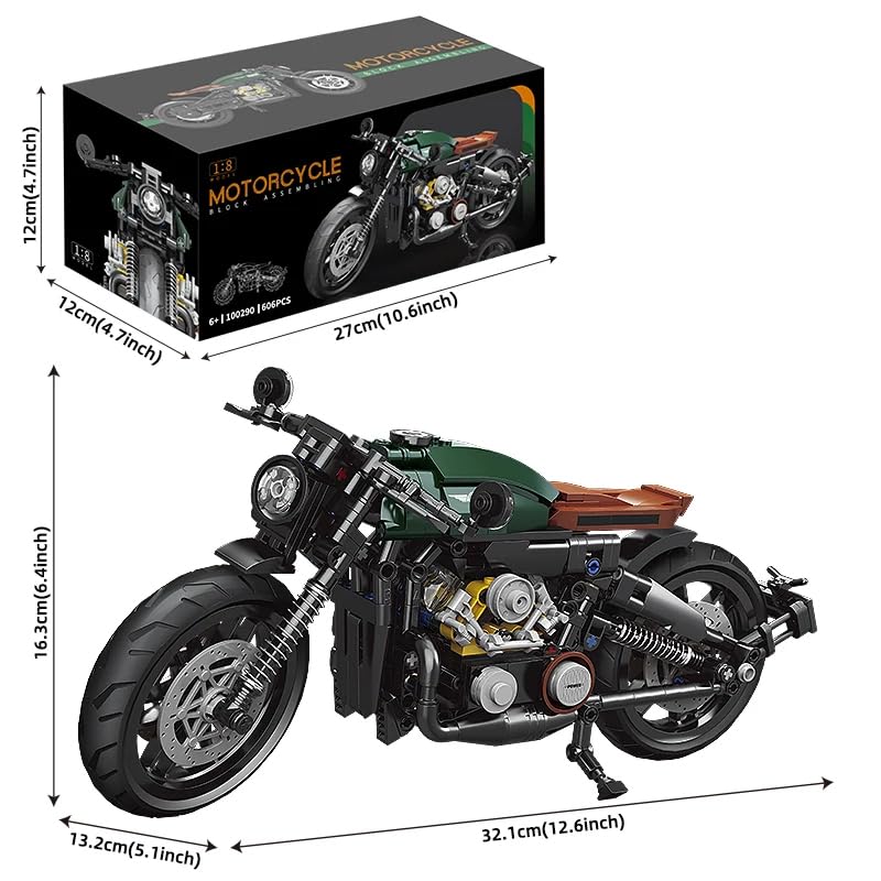 Zmart Classic 1:8 Superbike Baustein Set, City Racer Bike, Technische Bausteine, Montagespielzeug, Motorrad Modellbausatz, 1:18 Modell für Erwachsene,