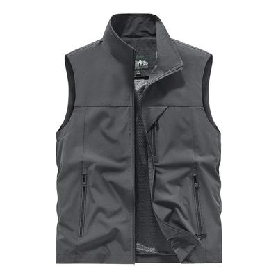 Gilet antivento estivo softshell da uomo di grandi dimensioni, traspirante, con cerniera, gilet sportivo