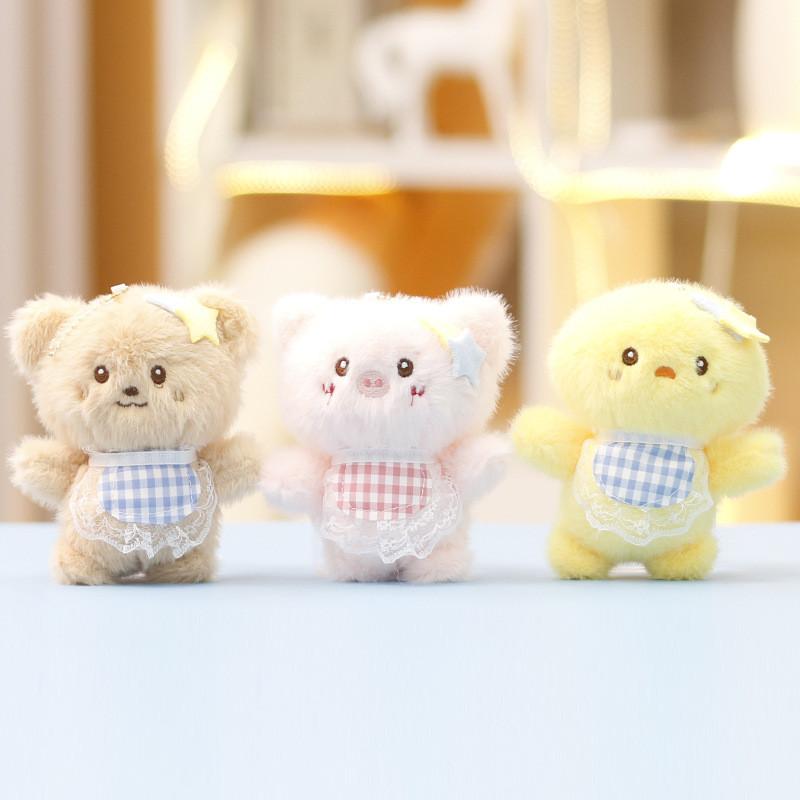 Star Bear Rabbit Plush Toys Keychain Super Soft Short Pile Children Pendant