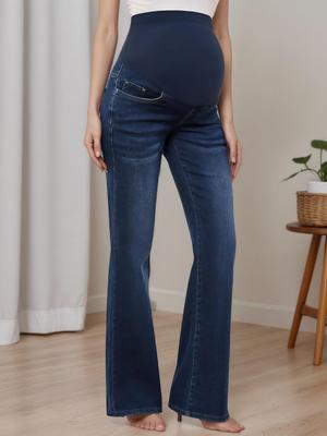 8032 Maternity Flare Jeans: European & American Spring Denim, Belly Support, Slim Fit, Fashionable & Versatile