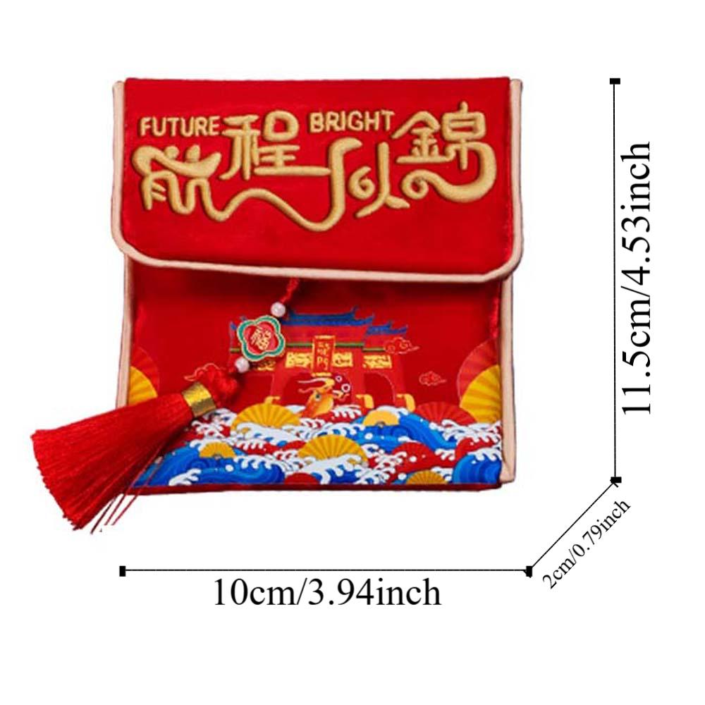 Polyester Children's Money Bag Embroidered Lucky Money Packet God of Wealth Red Pocket  Birthday