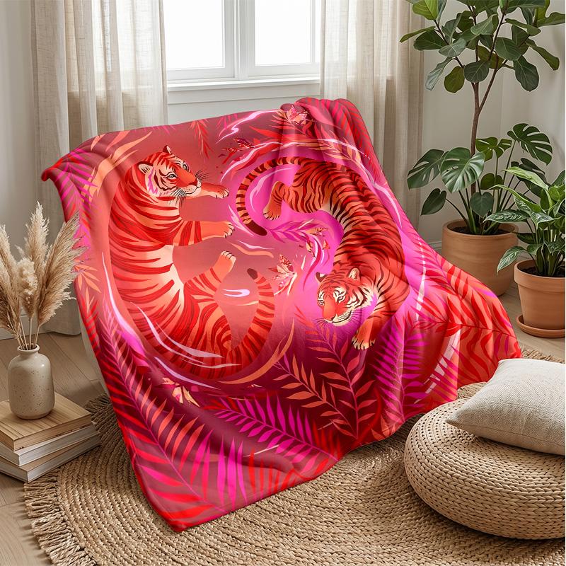 Tiger Yin Yang Fusion Theme Blanket Lightweight Warm Flannel Blanket Decorative Throw Blanket for Home Decoration