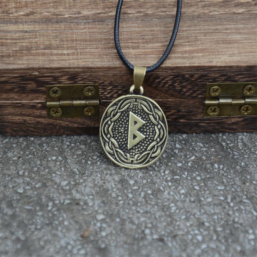 Nordic Elder Futhark Rune Berkana Pendant Viking Raven Amulet Talisman Necklace Earth Mother Birth Charm