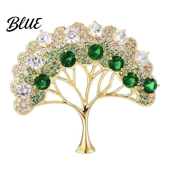 Statement Brooch Pin Wishing Tree Design Lapel Pin with Sparkling