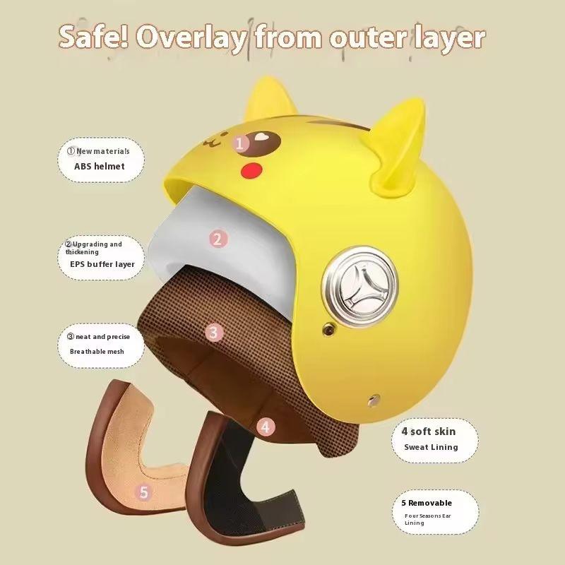 Child Kid Electric Vehicle Safety Helmet Children Four Seasons Universal Half Helmet Cute Cartoon Motorcycle Safety Helmets