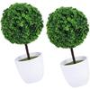 2pcs Artificial Plants Outdoor Decor Artificial Greenery In Pots Potted Topiary Trees Tabletop Artificial Topiary Fake Tree In Pot Simulated Snowball