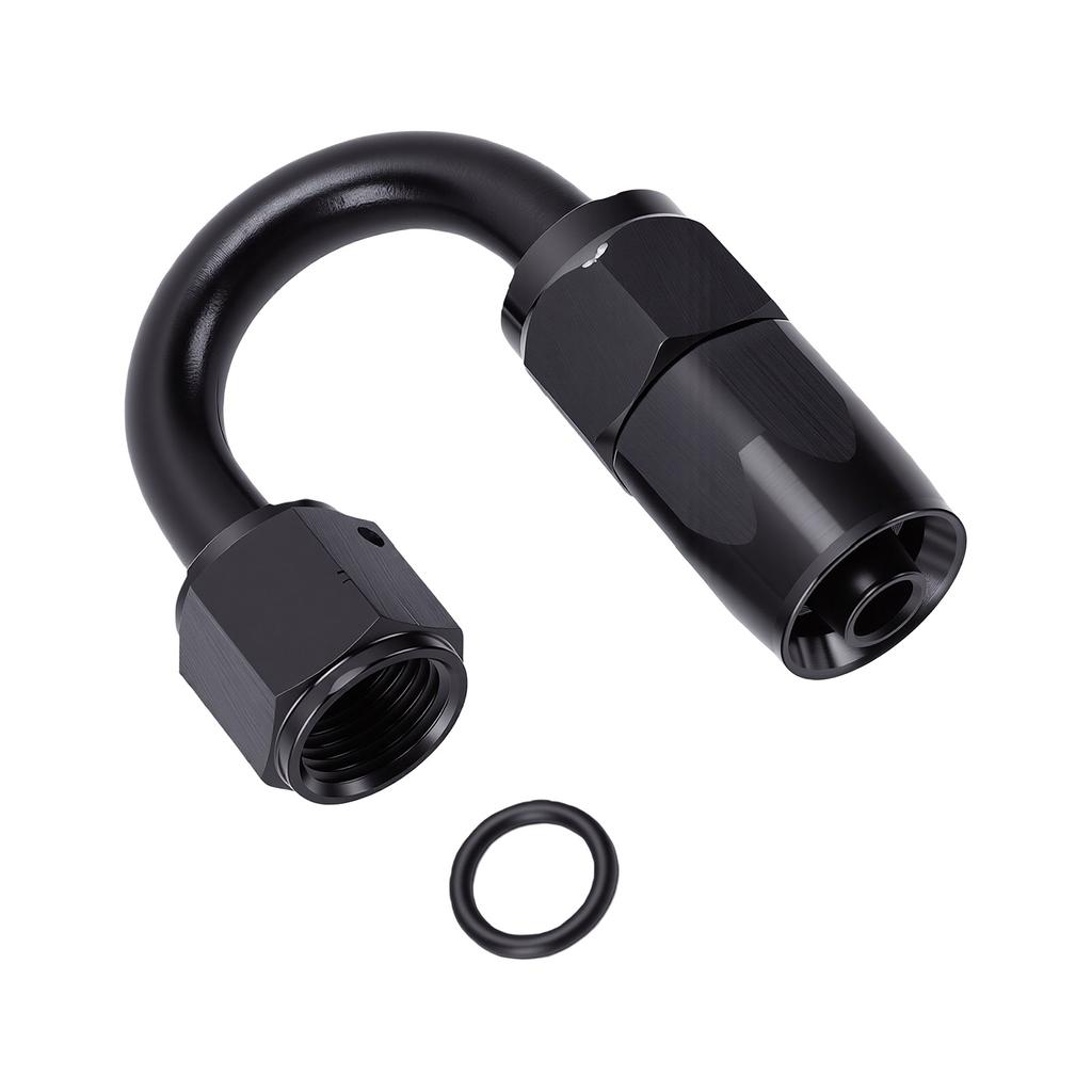 6AN 180 Degree One Piece Full Flow Hose End Fitting Swivel 6061 T6 Aluminum Alloy Hose End Fitting for Braided Hose