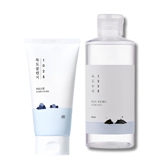 RoundLab Dokdo Cleanser 150ml & Dokdo Toner 200ml Korean Daily Skincare Set