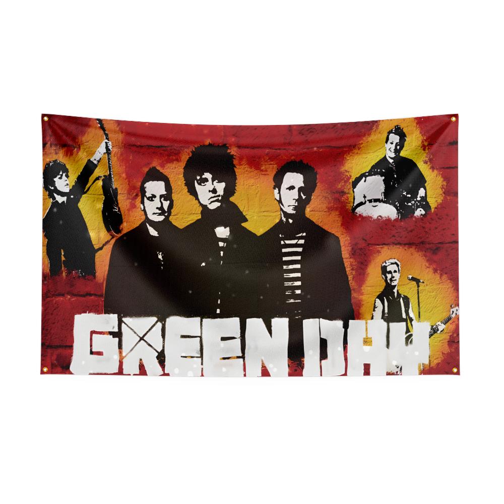 Ggreen Day Flag Rock Music Band Banner Hd Printing Tapestry Exhibition Music Band Fans Garage Decor