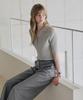 LEFTSEOUL Button Collar Ribbed Half Knit [Gray]