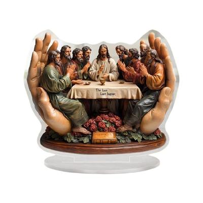Elegant Last Supper Acrylic Sculpture Religious Inspire Desktop Art for Study Room Church Decoration