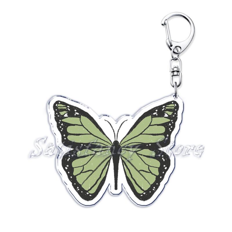 Beautiful Lavender Flower Monarch Butterfly Keychains Ring for Accessories Bag Butterflies Pendant Key Chain Jewelry Fans Gifts