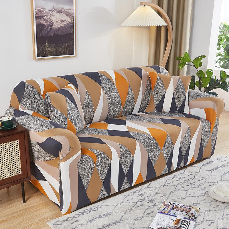 Fashion Geometric Printed Sofa Cover All-Inclusive Anti-Slip Protection Dust Cover European Stretchable Couch Cushion