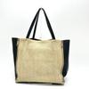 CELINE Kaba Gazette Bags Hand Bag Tote Bag hemp / Leather Beige/Black