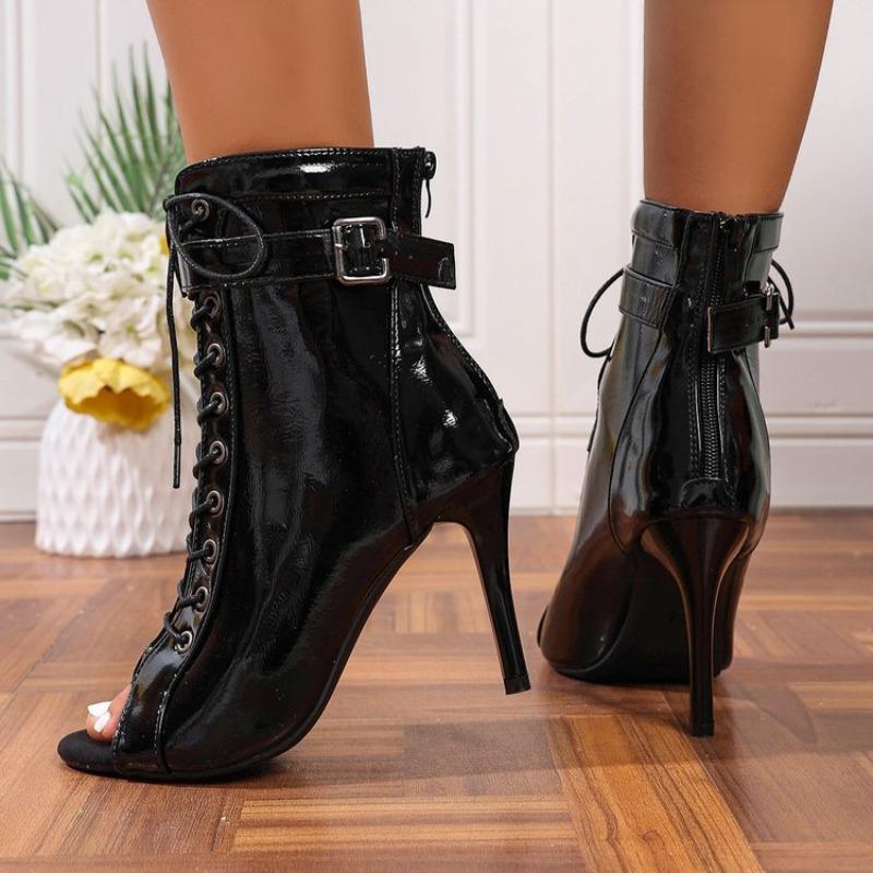 2026 Neue Sexy Damen High Heels Schnürstiefel Damenschuhe Rutschfeste Sohle Anpassbar Latein Tanzen Street Booties Übergröße