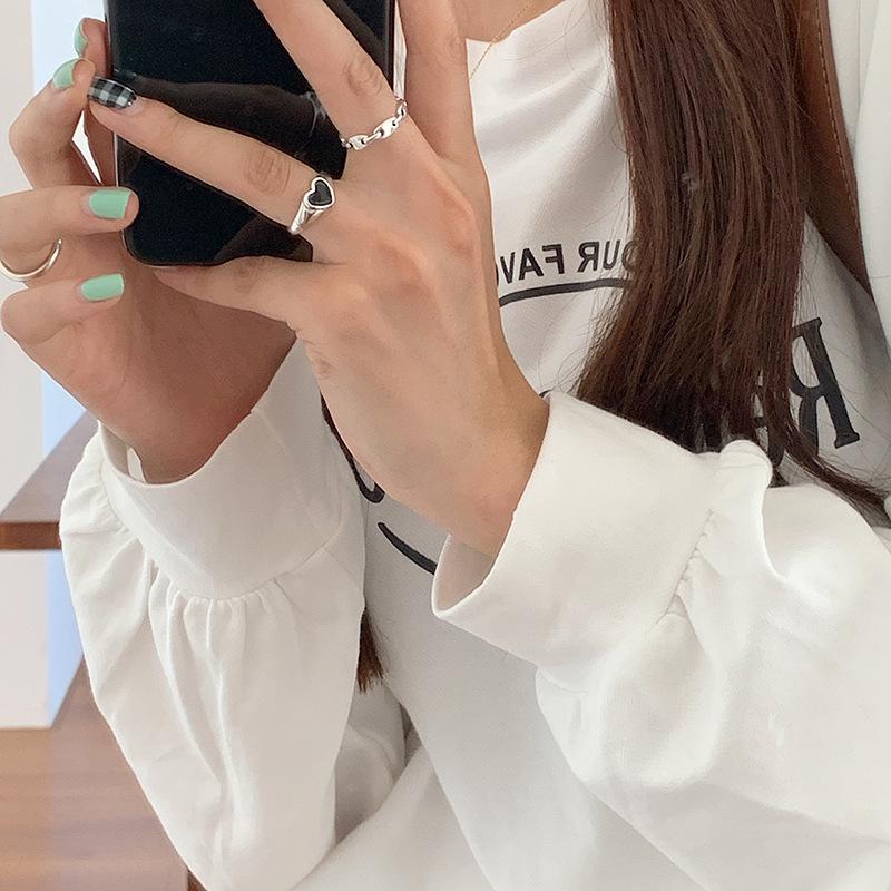 Vintage Dark Girl Love Open Ring Schoolgirl Simple Adjustable Ring Tide