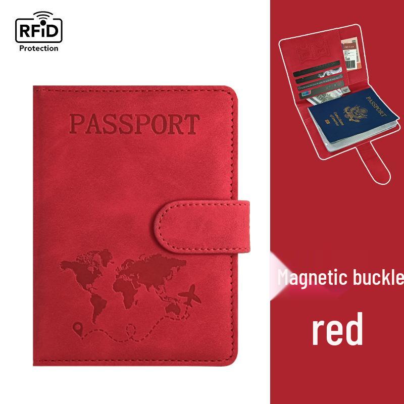 PU Leather Multi-Card Passport Holder with Embossed Design
