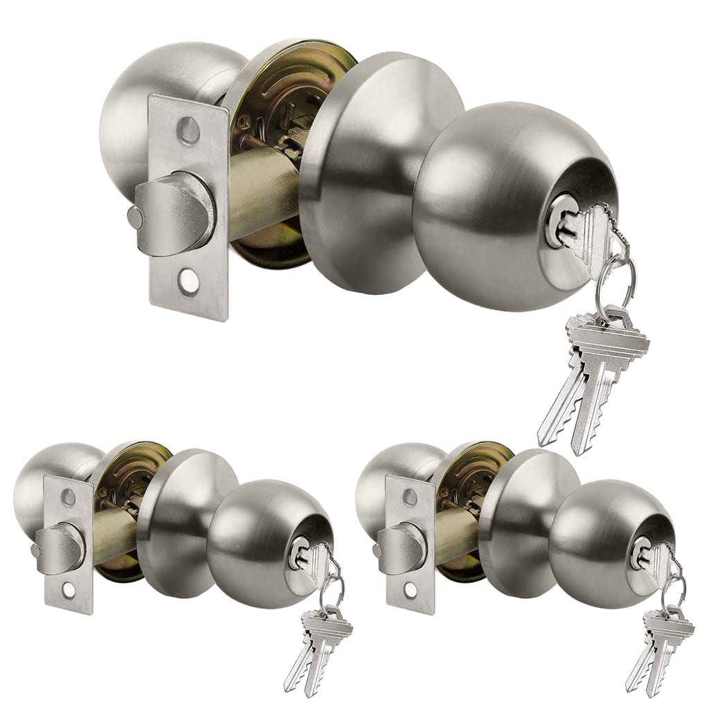 BESTTEN Keyed Entry Door Knob, Heavy Duty Entrance Door Lock, Matte Black | Easy Installation, Universal design
