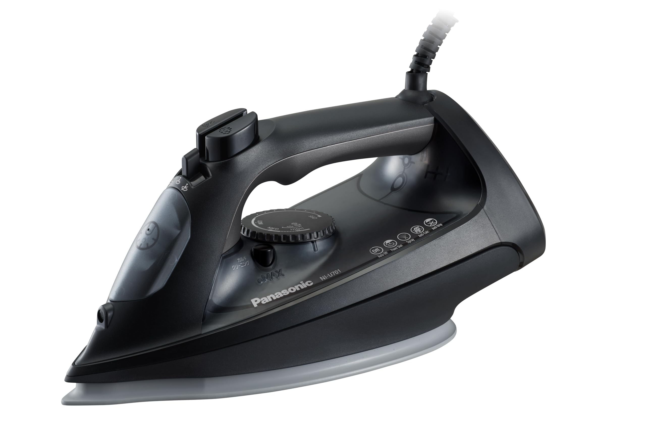 

Парова праска Panasonic зі шнуром, потужна масивна парова дезінфекція, чорна NI-U701-K чорний