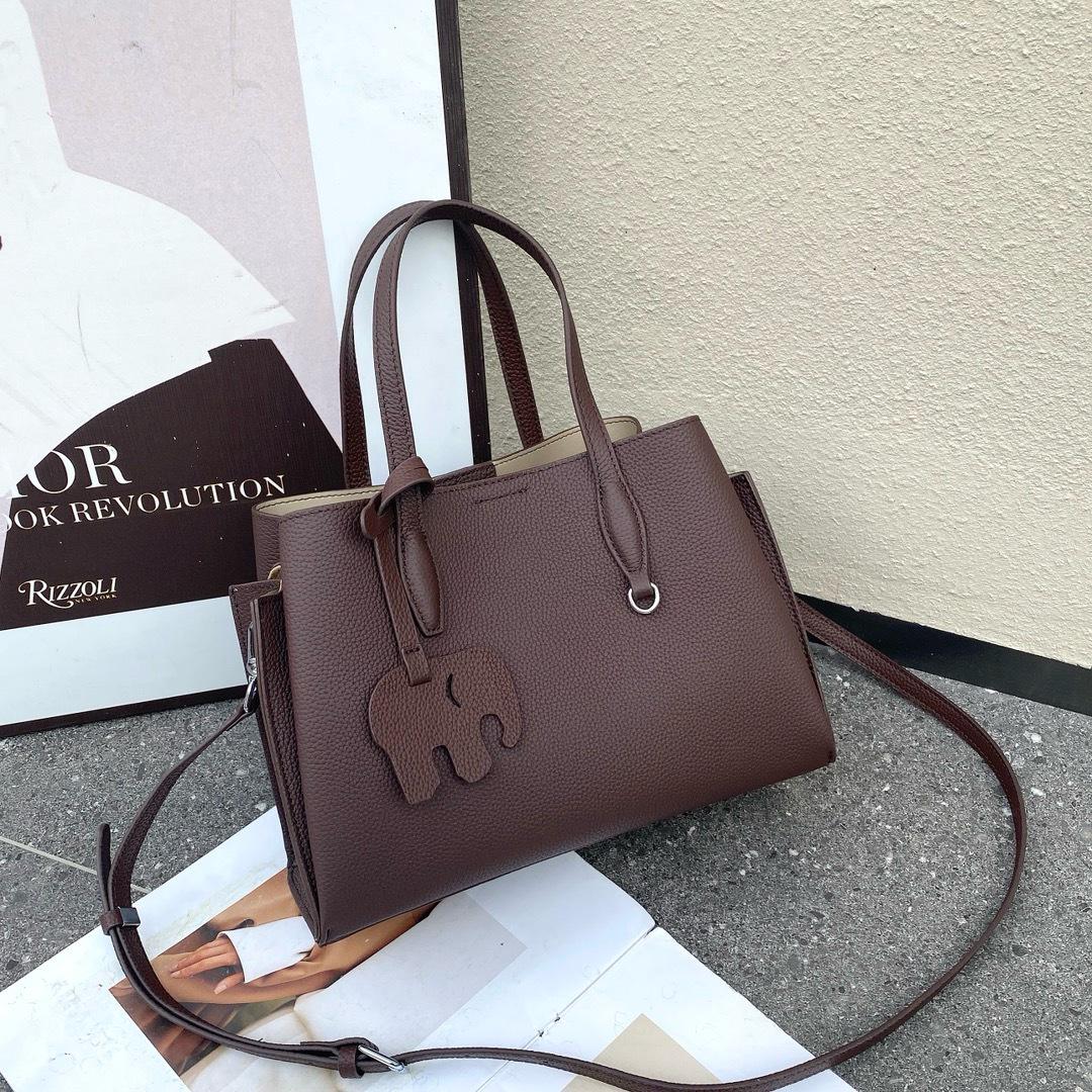 

Женская универсальная сумка-тоут на плечо и кроссбоди из коровьей кожи цвета слоновой кости 29x20x11 кофейный