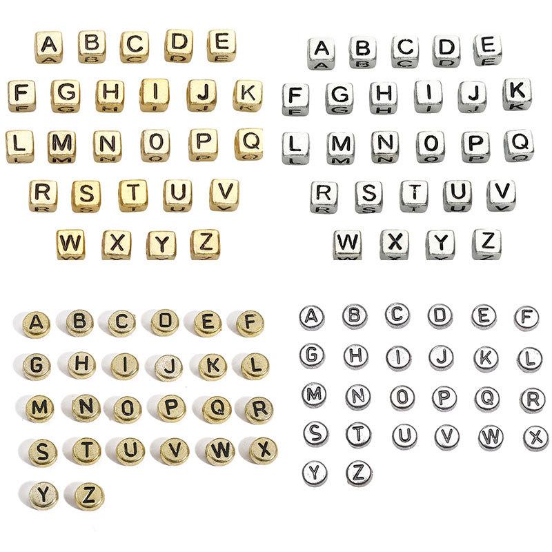 Mărgele Handmade Mărgele Acrilice Alfabet Mărgele Pătrate Mărgele Plate Mărgele Rotunde Handmade DIY Accesorii Bijuterii Mărgele Distanțiere Brățară Mărgele Înșirate Manual