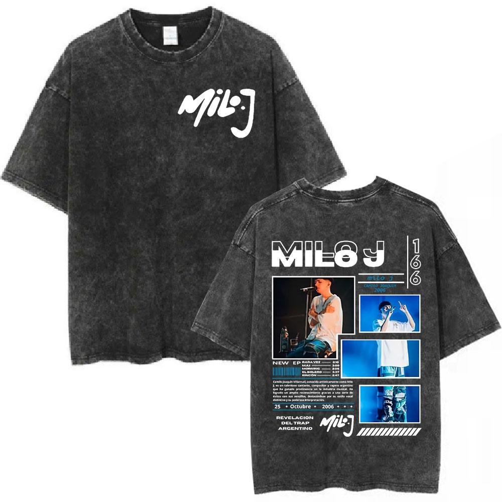 

Рэпер Milo J Logo Vintage Washed T Shirts Мужская Женская Одежда Harajuku Футболка Хлопок Короткие Футболки Уличная Одежда 3XL