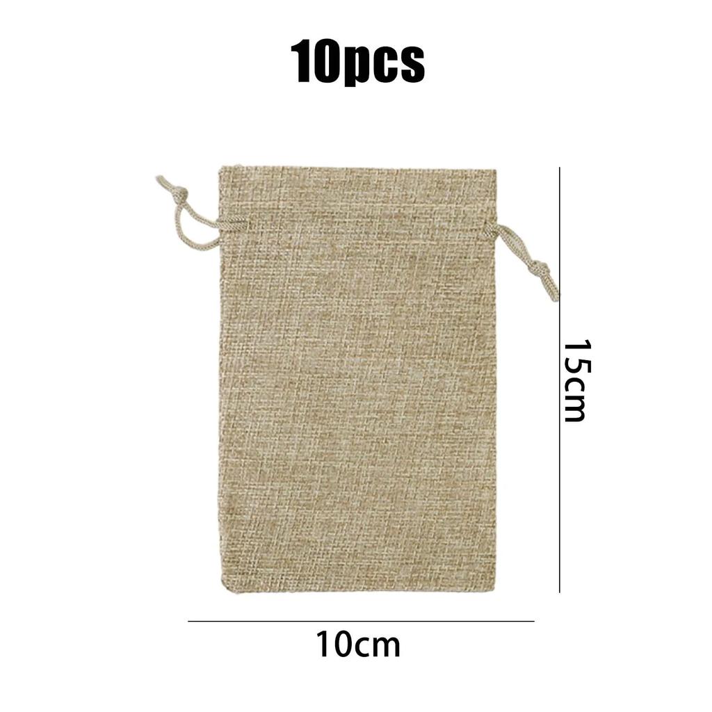 10-50 szt. Brązowa Torba ze Sznurkiem Juta Pouch na Biżuterię Len Torba Pakująca DIY Boże Narodzenie Torby na Cukierki Organizer do Przechowywania