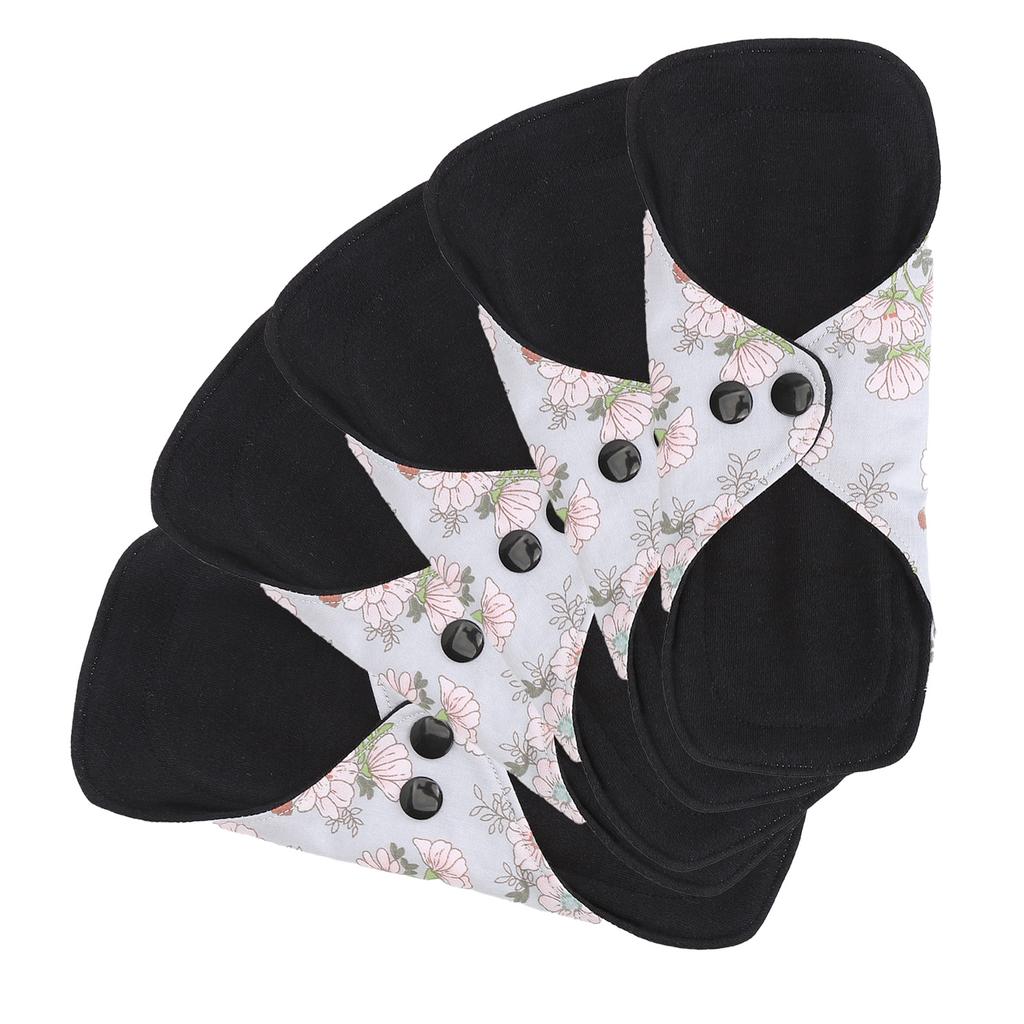 5pcs Reusable Menstrual Pads Strong Water Absorption Soft Cotton Washable Feminine Sanitary Pads M