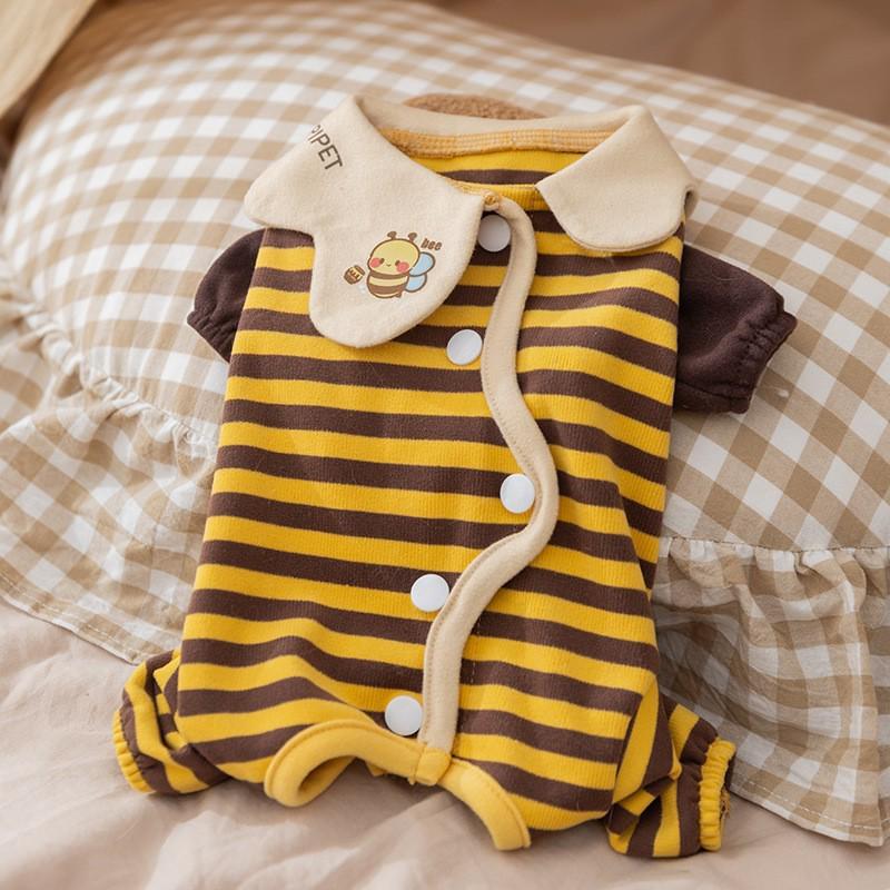 Banana Smiley Face Pet Clothes for Small Dogs and Cats - Thin, Four-Legged Homewear for Spring and Autumn