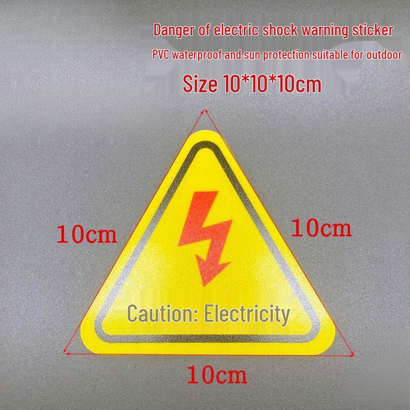 PVC Outdoor Triangular Warning Sticker: Caution! Risk of Electric Shock