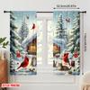 2pcs,2D Plane Printing Minimalist Curtains Christmas Snow and Animals Polyester Woven (without Rod) Home Decor Perfect for