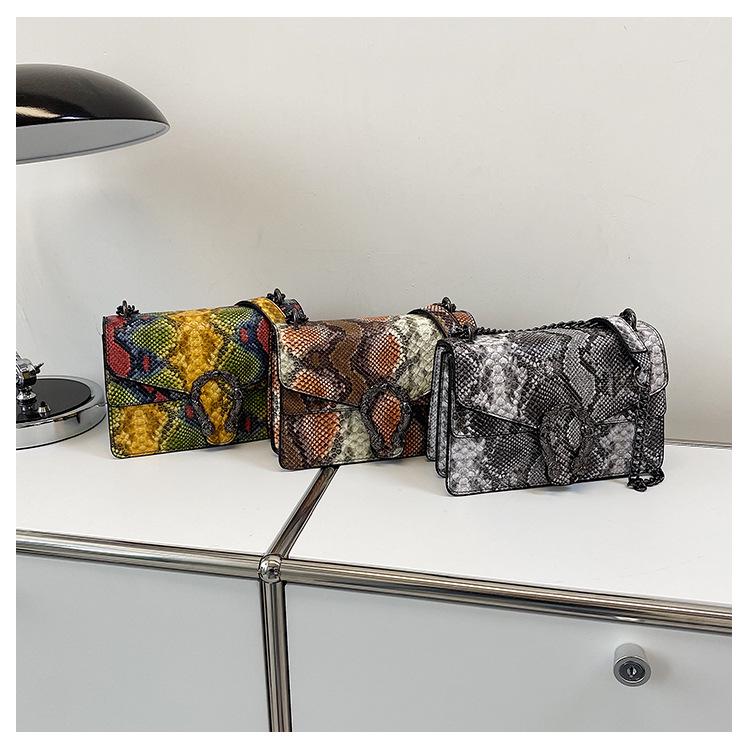 2024 Floral Crocodile Pattern Chain Crossbody Bag: Double Compartment Flap Shoulder Backpack